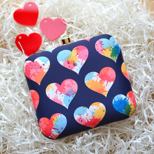 Eye Catching Heart Printed Clutch