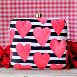 Blushing Hearts Printed Clutch