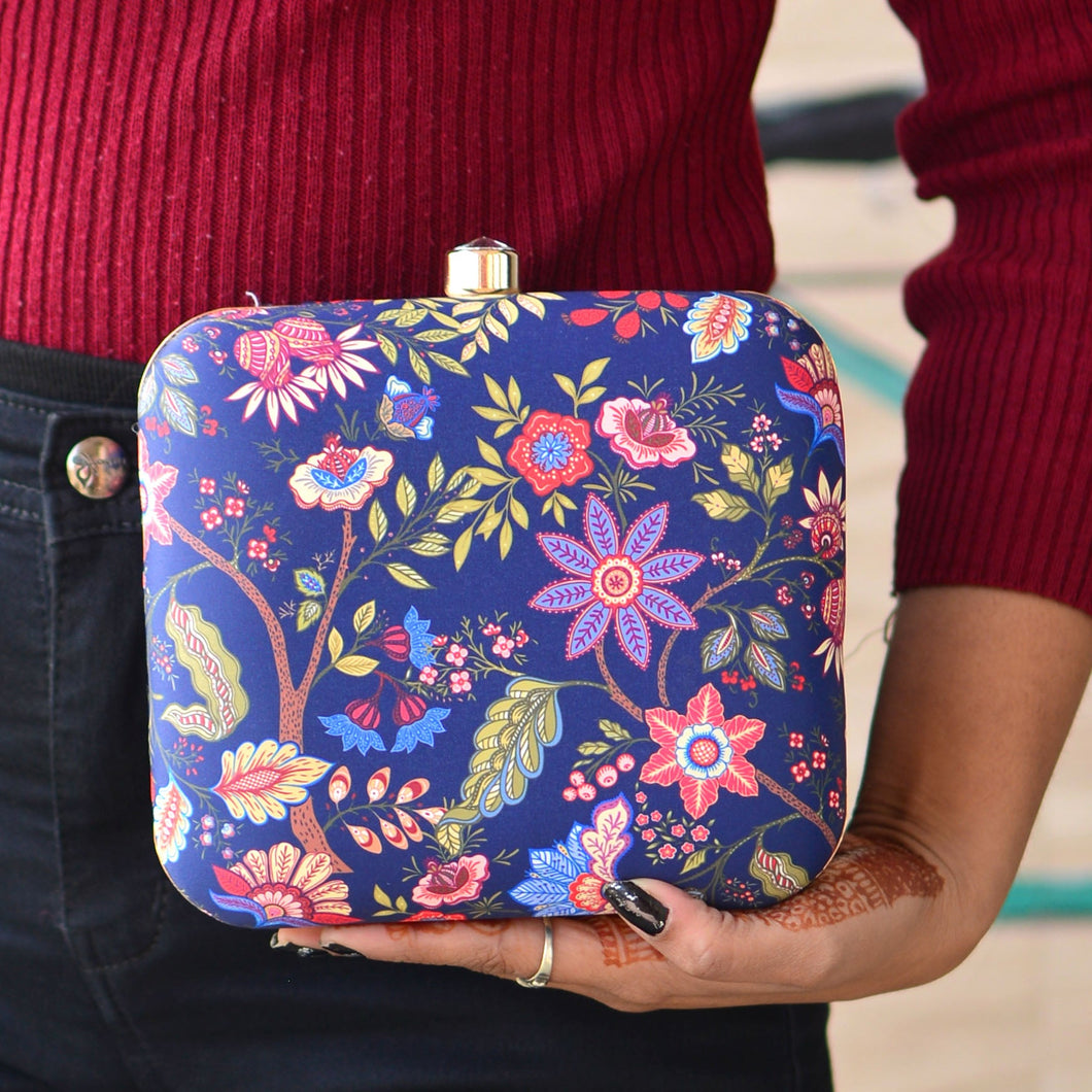 Colorful Floral Printed Clutch