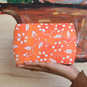 Pretty Peach Floral Printed Clutch