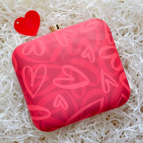 Valentine Cute Hearts Printed Clutch