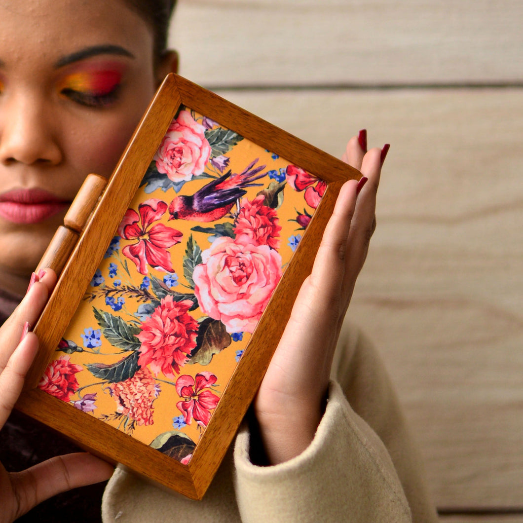 Floral Blush Forest Wood Clutches