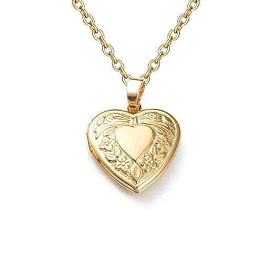 Valentine Gift For Women And Girls Real Gold Plated Heart Photo Memory Locket Pendant Necklace With Chain