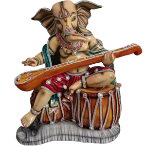 Adorable GANESHA IDOL PLAYING Sitar Musical Instrument for HOME DECOR