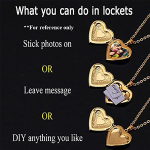 Real Gold Plated Heart Photo Memory Locket Pendant Necklace With Chain Valentine Gift For Women And Girls