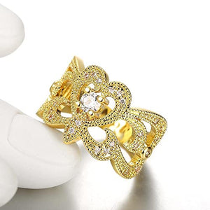 Women and Girls Gold Plated Royal Princess Crown Offer Heart Ring For Your Girl