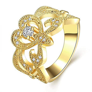 Women and Girls Gold Plated Royal Princess Crown Offer Heart Ring For Your Girl