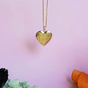 Valentine Gift For Women And Girls Real Gold Plated Heart Photo Memory Locket Pendant Necklace With Chain