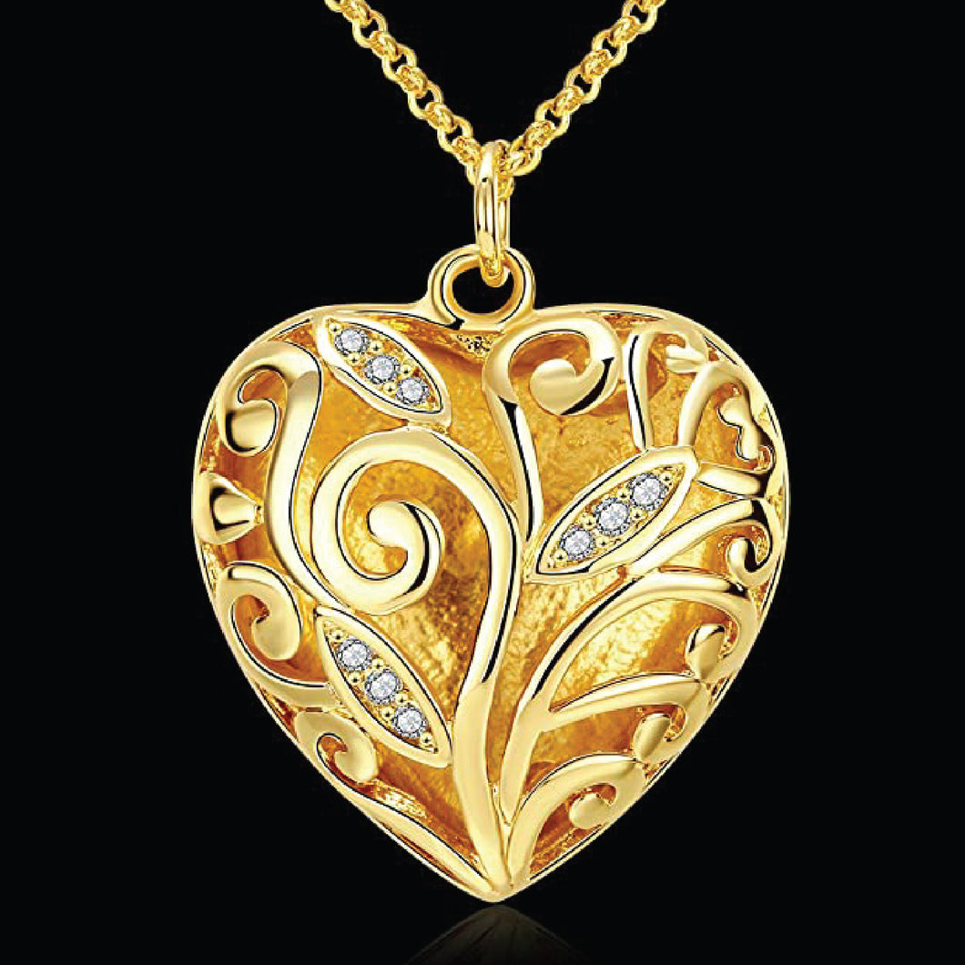 Charismatic gold-plated, crystal-studded love heart pendant for girls and women