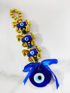 Golden Horse and Blue Evil Eye Hanging