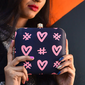 Eye Catching Heart Printed Clutch