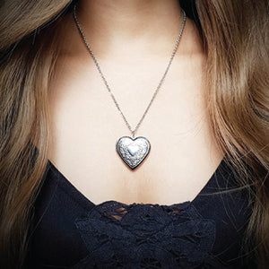 Stainless Steel and Silver Plated Heart Photo Locket Pendant for Men and Women